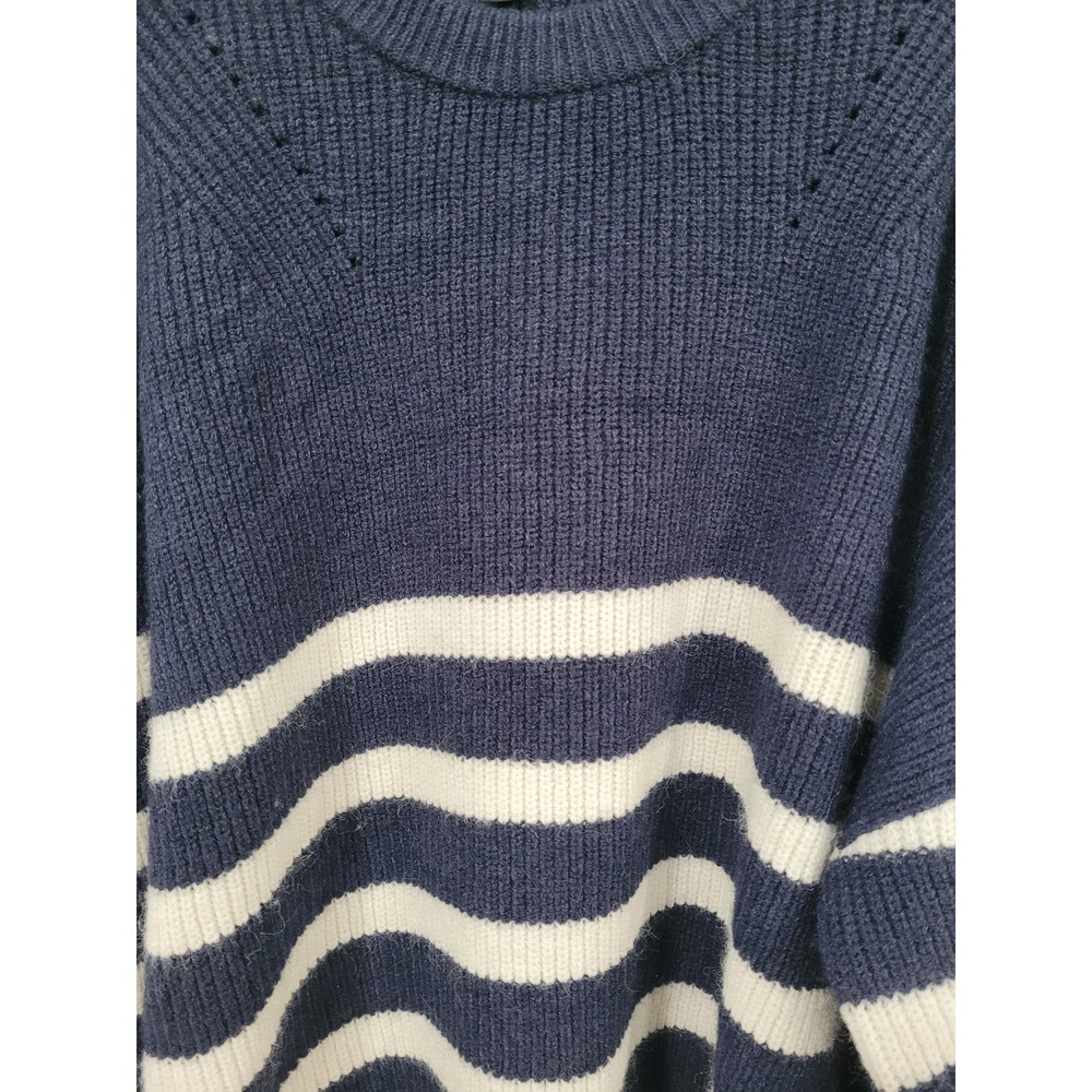 Ellos Navy White Stripe Crew Neck Long Sleeve Knit Sweater Top L Oversized #17 - Picture 5 of 7